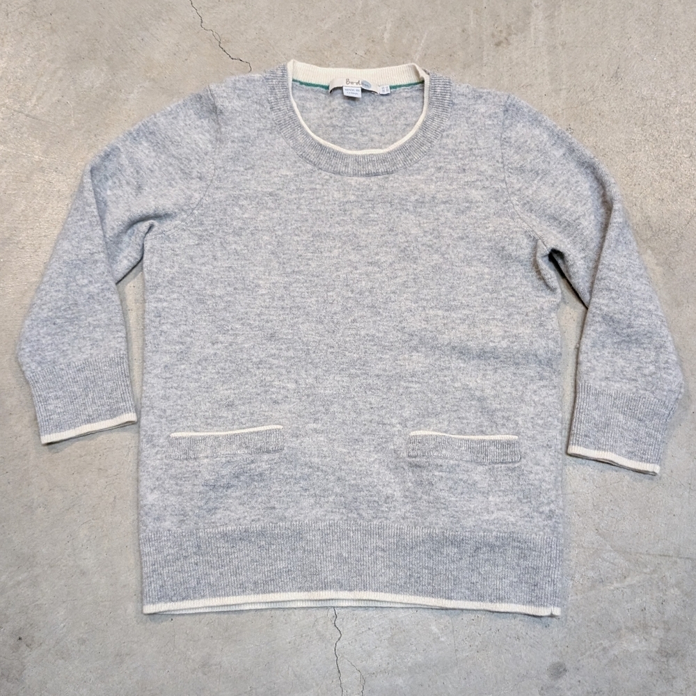 Boden Wool Cashmere Gray Crewneck Sweater Girls 6